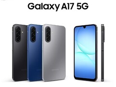 Galaxy A17 5G finns i färgerna svart, blå och grå. (Bildkälla: Samsung)