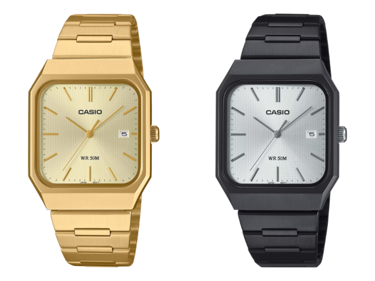 Från vänster till höger: Casio MTP-B185B-7AV och MTP-B185G-9AV klockor. (Bildkälla: Casio, redigerad)