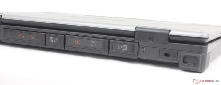 Baksida: 2x USB-A 3.2 Gen. 2, RJ-45, USB-A 3.2 Gen. 1, VGA-port, Kensingtonlås