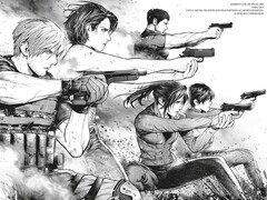 Officiellt illustrativt material från Resident Evil: Death Island Vol. 1.