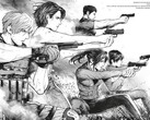 Officiellt illustrativt material från Resident Evil: Death Island Vol. 1.