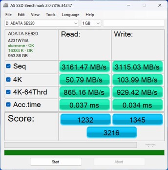 Prestandakontroll med ADATA SE920 via USB4