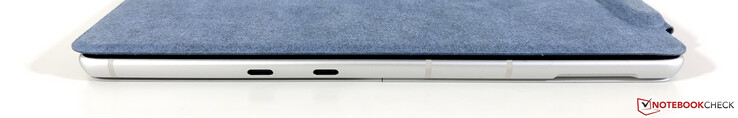 Vänster: 2x USB-C 3.2 Gen.2 (10 Gbit/s, laddning, DisplayPort ALT-läge)