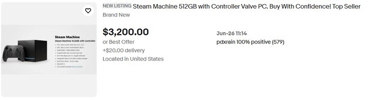 Steam Machine till salu på eBay. 