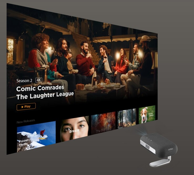 Den bärbara projektorn Viewsonic M1 Max har inbyggd videostreaming från Google TV. (Bildkälla: Viewsonic)