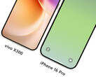 Vivo X300 bredvid en iPhone 16 Pro, från vänster till höger. (Bildkälla: Han Bo Xiao - redigerad)