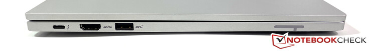 Vänster: USB-C (Thunderbolt 4, DisplayPort Alt 1.4, Laddning), HDMI 2.0b, USB-A (3.2 Gen.2)