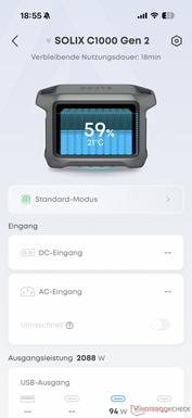 Översikten visar batteristatus...