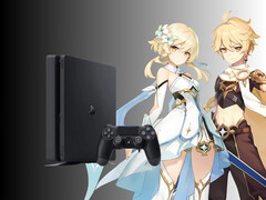 Genshin Impact-karaktärer avbildade bredvid PS4 (Bildkälla: Cognosphere, Sony PlayStation med ändringar)