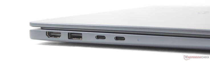 Vänster: HDMI 2.1, USB-A 3.2 Gen. 1 (5 Gbps), 2x USB-A 4.0 med DisplayPort 2.1 + Power Delivery