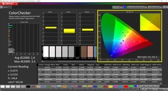 CalMAN ColorChecker (färgprofil: AdobeRGB, målfärgrymd: AdobeRGB)