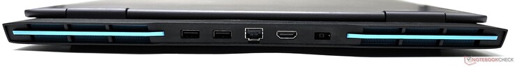 Bakre: 2x USB 3.2 Gen2 Typ-A, RJ-45 Ethernet, HDMI 2.1-utgång, DC-in