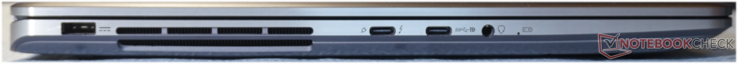 Till vänster: strömförsörjning, Thunderbolt 4, USB-C (10 Gb/s, PD, DP), headset