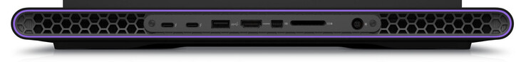 Bakre: 2x Thunderbolt 4 (Displayport, Power Delivery), USB 3.2 Gen 1 (USB-A), HDMI 2.1, Mini Displayport 1.4, minneskortsläsare (SD), strömkontakt