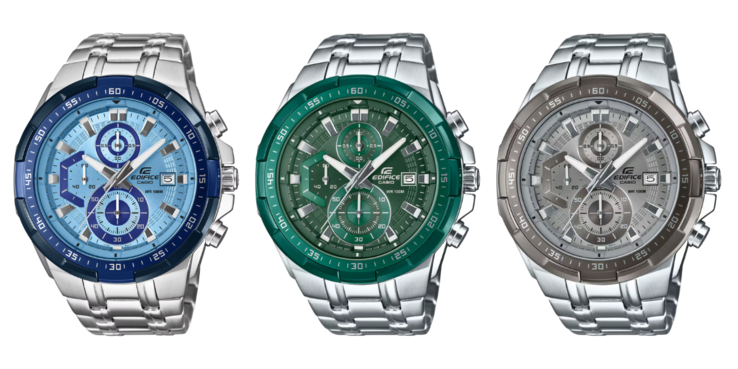 Från vänster till höger: Casio EFR-539DE-2AV, EFR-539DE-3AV och EFR-539DE-8AV. (Bildkälla: Casio, redigerad)