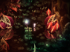 Dap har kusliga pixel-art-miljöer som växlar mellan skönhet och skräck med några få penseldrag. (Bildkälla: Steam)