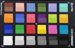 ColorChecker Passport: Den nedre halvan av varje färgområde visar referensfärgen.