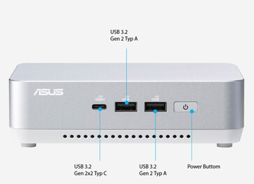 De externa anslutningarna på Asus NUC 14 Pro+ - framsida (källa: Asus)
