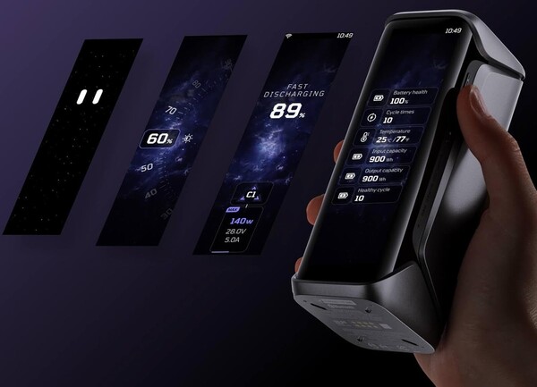 Rapid Pro X:s 3,9-tumsskärm kan visa laddningsinformation, anpassade texter och bilder samt animationer. (Bildkälla: EcoFlow)