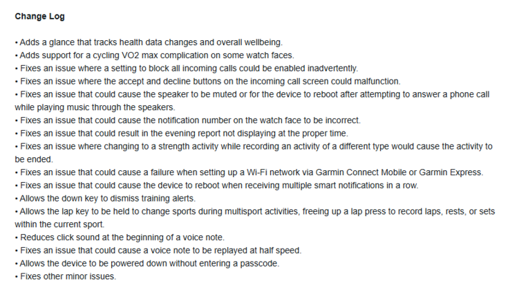 Release Notes för betaversion 15.07 för smartklockorna Forerunner 570 och Forerunner 970. (Bildkälla: Garmin)