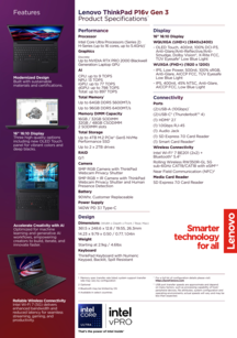 Lenovo ThinkPad P16v Gen 3: Specifikationer