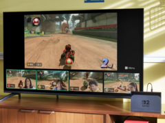 En reklambild av ett dockat Nintendo Switch 2 som spelar Mario Kart World (bildkälla: Nintendo)