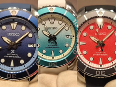 Från vänster till höger (på bilden): Seiko Prospex SPB543J, SPB539J och SPB541J. (Bildkälla: @SeikoLeaks på YouTube - redigerad)