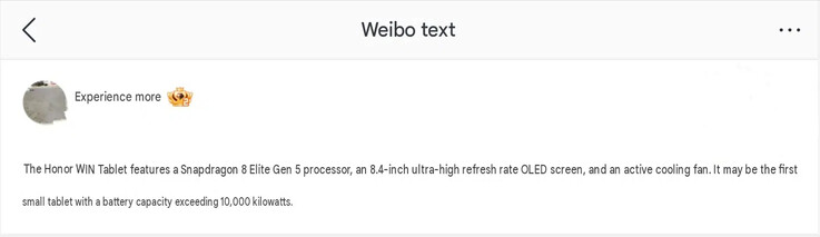 Läckaren på Weibo hävdar att enheten har en 8,4-tums OLED-skärm och ett batteri i 10 000 mAh-klassen.