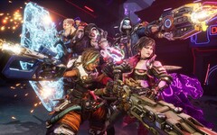 Valvjägare i Borderlands 4 står rygg mot rygg i strid med skjutklara vapen