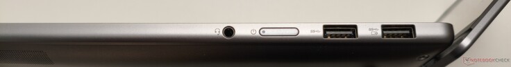 Höger sida: ljuduttag, strömbrytare, 2x USB-A 3.0