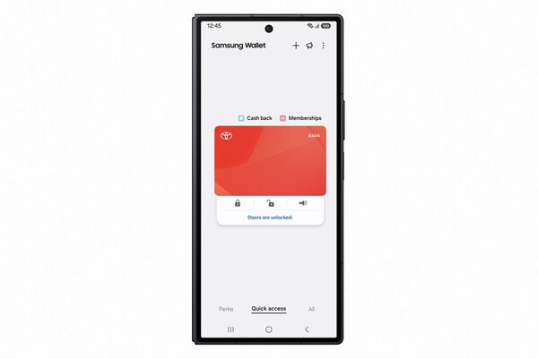 Användargränssnittet för Toyota Digital Key på Samsung Wallet. (Bildkälla: Samsung)