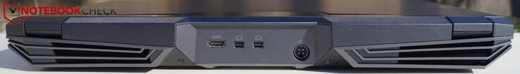 Baksidan: HDMI 2.0, 2 x miniDP, strömförsörjning