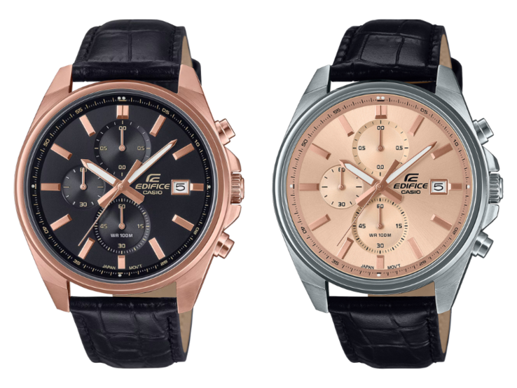 Från vänster till höger: Casio Edifice EFV-610ECL-1A och EFV-610EL-5A klockorna. (Bildkälla: Casio)