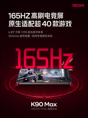 Redmi K90 Max har en 165Hz-skärm.