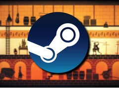 En bild som visar spelet Apotheon och Steam-logotypen.