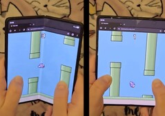 Foldy Bird, skapad av Rebane, är en specialversion av Flappy Bird som får vikbara användare att bokstavligen flaxa med sina skärmar. (Bildkälla: @Rebane2001 via X, redigerad)