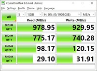 USB-A på framsidan (Alienware 13, MAC): Krystaldiskmark 8