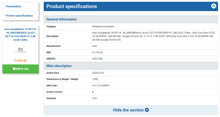 Acer Googlebook 14 – specifikationer och pris
