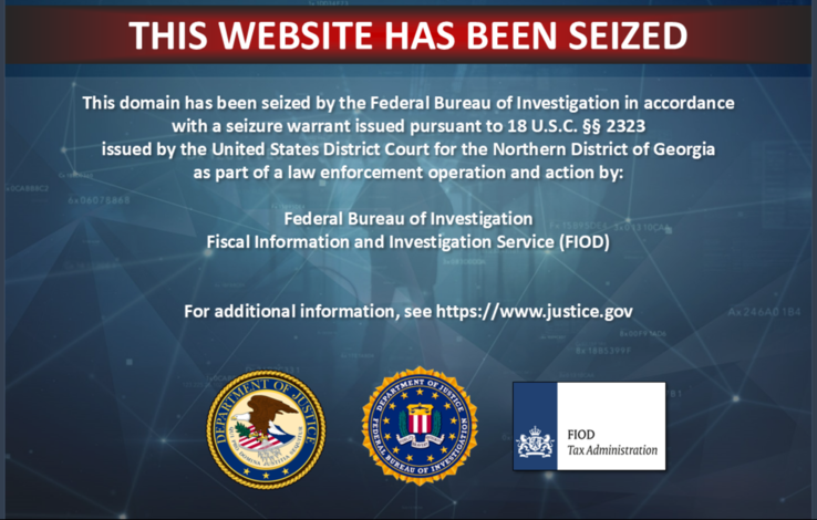 FBI-domänbeslagsmeddelande sett på Nsw2u Switch ROM-webbplatsen (Bildkälla: skärmdump, Nsw2u.com)