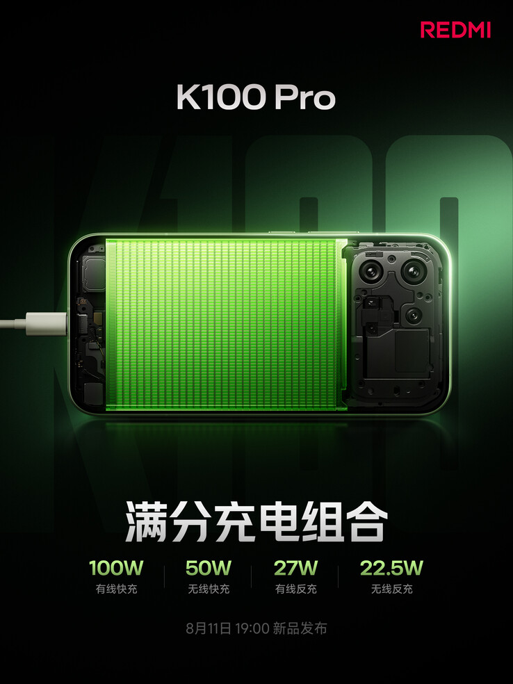 Information om batteriet i Redmi K100 Pro.