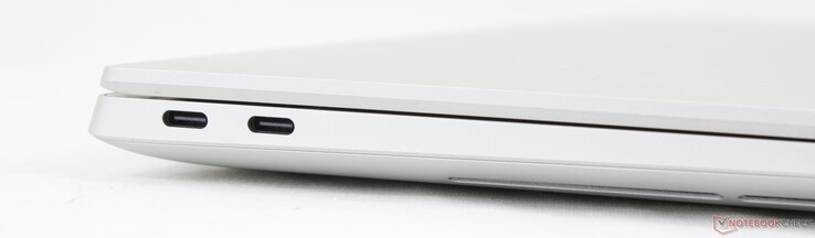 Vänster: 2x USB-C Thunderbolt 4 med DisplayPort 2.1 + Power Delivery