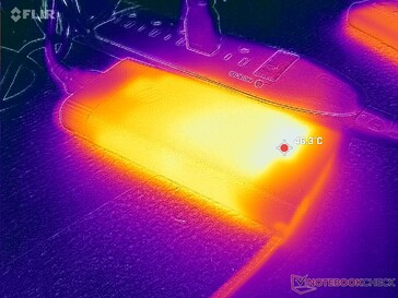 AC-adaptern når över 46 C vid krävande belastning