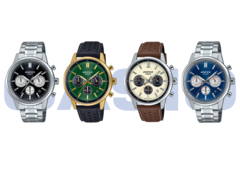 Från vänster till höger, Casio Edifice EFR-575D-1A, EFR-575CL-3A, EFR-575L-7A och EFR-575D-2A. (Bildkälla: Casio)