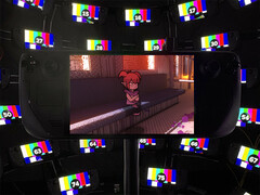 De 9 spelen kan köpas för endast 10 USD. På bilden: Demon Turf körs på Steam Deck med flera handdatorer i bakgrunden. (Bildkälla: Valve - redigerad)