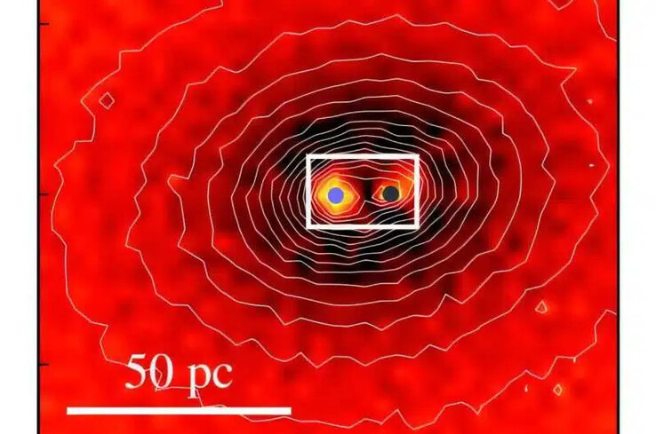 En bild som visar den dubbla kärnan i NGC 4486B.