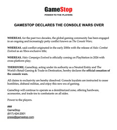 En skärmdump av den satiriska förklaringen från GameStop på X (bildkälla: GameStop X)