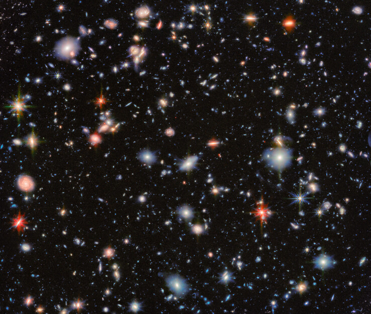 Den senaste och tydligaste bilden av HUDF som tagits av JWST (Bildkälla: NASA, ESA och CSA)