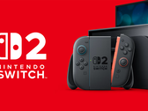 Konsolen Nintendo Switch 2 på bilden till höger om företagets logotyp