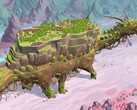 En bild som visar en stad i The Wandering Village, nu med 50% rabatt på Steam.