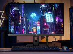 Den uppdaterade ROG Strix XG27UCS kan växla mellan lägena 4K 160Hz och FHD 324Hz. På bilden: en kampanjbild som visar en installation med spelmonitorn. (Bildkälla: Asus)